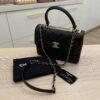 Chanel Lambskin Quilted Small Trendy CC Dual Handle Flap Bag Black Gold Hardware