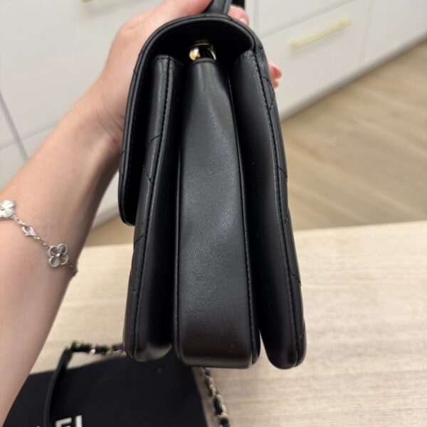 Chanel Lambskin Quilted Small Trendy CC Dual Handle Flap Bag Black Gold Hardware