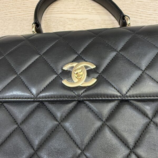 Chanel Lambskin Quilted Small Trendy CC Dual Handle Flap Bag Black Gold Hardware