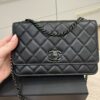 Chanel Lambskin Quilted Trendy CC Wallet On Chain WOC So Black / Black Hardware