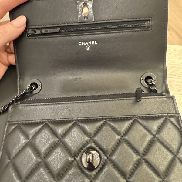 Chanel Lambskin Quilted Trendy CC Wallet On Chain WOC So Black / Black Hardware