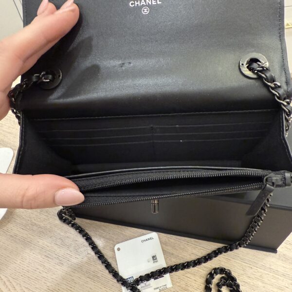 Chanel Lambskin Quilted Trendy CC Wallet On Chain WOC So Black / Black Hardware