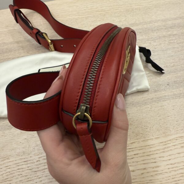 Gucci Calfskin Matelasse GG Marmont Belt Bag 95 38 Red