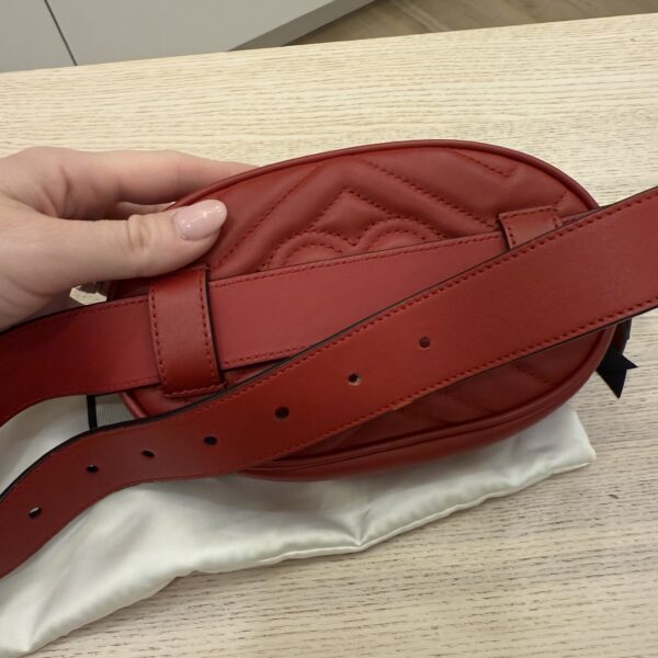 Gucci Calfskin Matelasse GG Marmont Belt Bag 95 38 Red