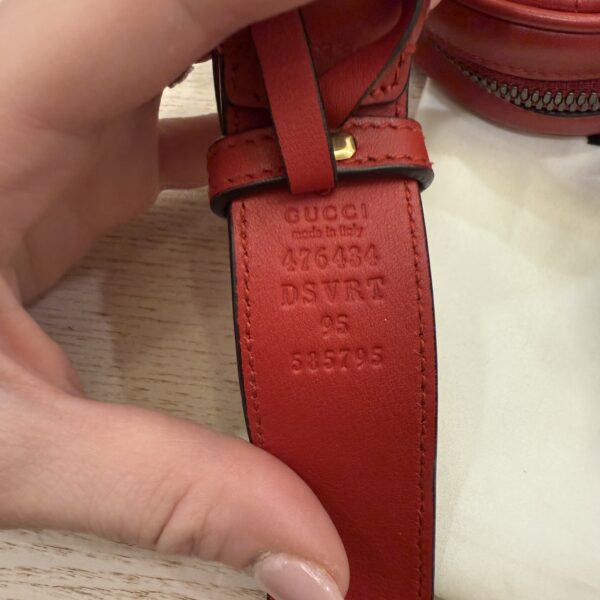 Gucci Calfskin Matelasse GG Marmont Belt Bag 95 38 Red