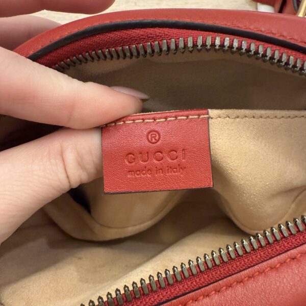 Gucci Calfskin Matelasse GG Marmont Belt Bag 95 38 Red