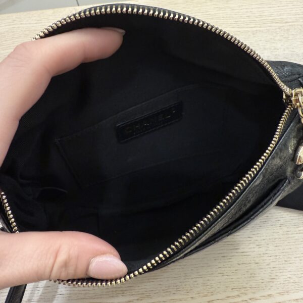 Chanel Crumpled Lambskin Quilted Waist Bag Fanny Pack Black