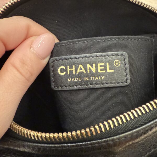 Chanel Crumpled Lambskin Quilted Waist Bag Fanny Pack Black