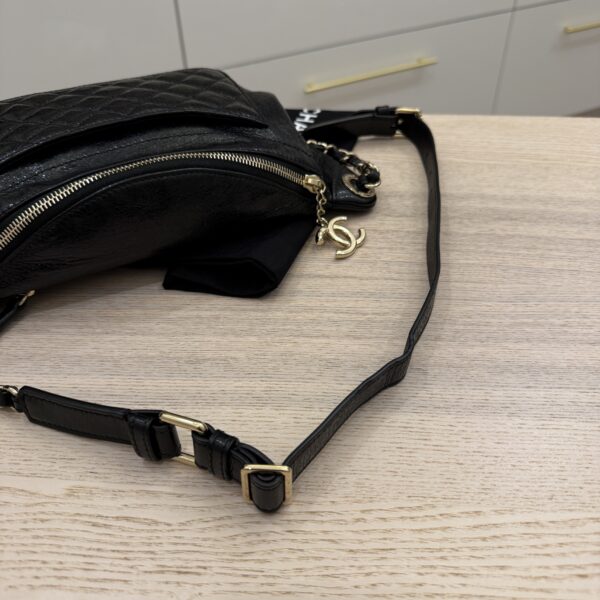 Chanel Crumpled Lambskin Quilted Waist Bag Fanny Pack Black