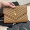 Saint Laurent (YSL) Grain De Poudre Matelasse Chevron Monogram Cassandre Flap Pouch Natural Dark