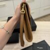 Saint Laurent (YSL) Grain De Poudre Matelasse Chevron Monogram Cassandre Flap Pouch Natural Dark