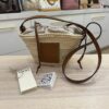 Loewe Leaf Palm Calfskin Drawstring Bucket Bag Natural Tan