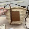 Loewe Leaf Palm Calfskin Drawstring Bucket Bag Natural Tan