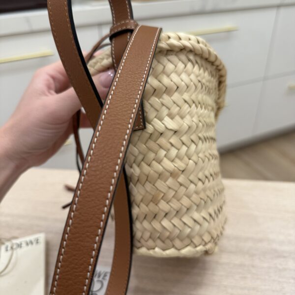Loewe Leaf Palm Calfskin Drawstring Bucket Bag Natural Tan