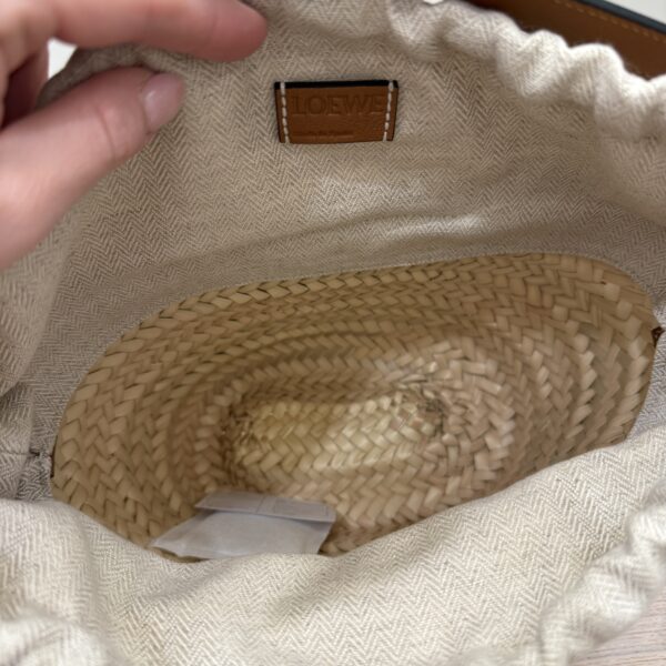 Loewe Leaf Palm Calfskin Drawstring Bucket Bag Natural Tan