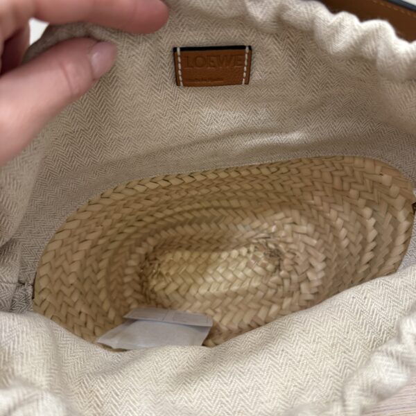 Loewe Leaf Palm Calfskin Drawstring Bucket Bag Natural Tan