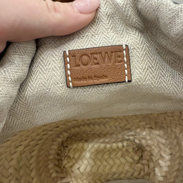 Loewe Leaf Palm Calfskin Drawstring Bucket Bag Natural Tan
