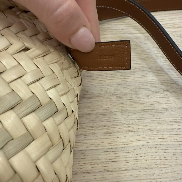 Loewe Leaf Palm Calfskin Drawstring Bucket Bag Natural Tan