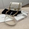 Chanel White Shiny Quilted Lambskin Mini Flap Bag Aged Gold Hardware