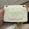 Chanel White Shiny Quilted Lambskin Mini Flap Bag Aged Gold Hardware
