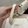 Chanel White Shiny Quilted Lambskin Mini Flap Bag Aged Gold Hardware