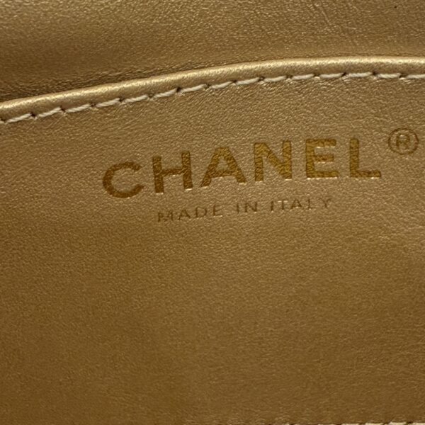 Chanel White Shiny Quilted Lambskin Mini Flap Bag Aged Gold Hardware