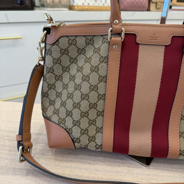 Gucci Monogram Vintage Web Medium Top Handle Bag Pink
