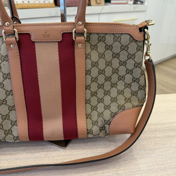 Gucci Monogram Vintage Web Medium Top Handle Bag Pink