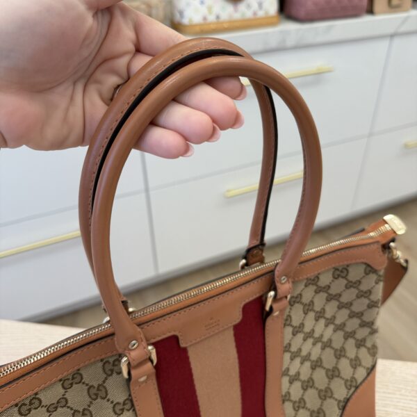 Gucci Monogram Vintage Web Medium Top Handle Bag Pink