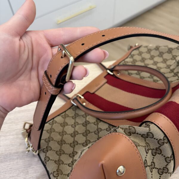 Gucci Monogram Vintage Web Medium Top Handle Bag Pink