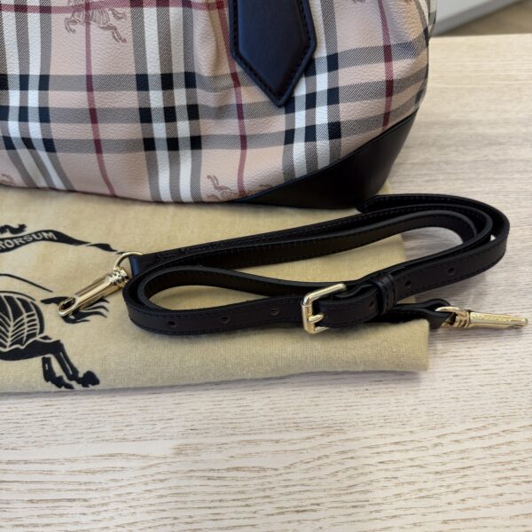 Burberry Beige/Dark Brown Haymarket Check Coated Canvas And Leather Shoulder Bag