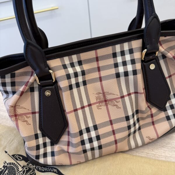 Burberry Beige/Dark Brown Haymarket Check Coated Canvas And Leather Shoulder Bag