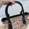 Burberry Beige/Dark Brown Haymarket Check Coated Canvas And Leather Shoulder Bag