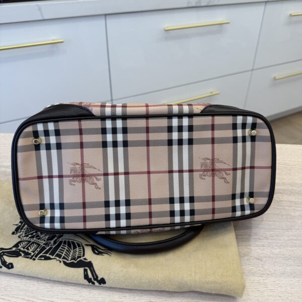 Burberry Beige/Dark Brown Haymarket Check Coated Canvas And Leather Shoulder Bag