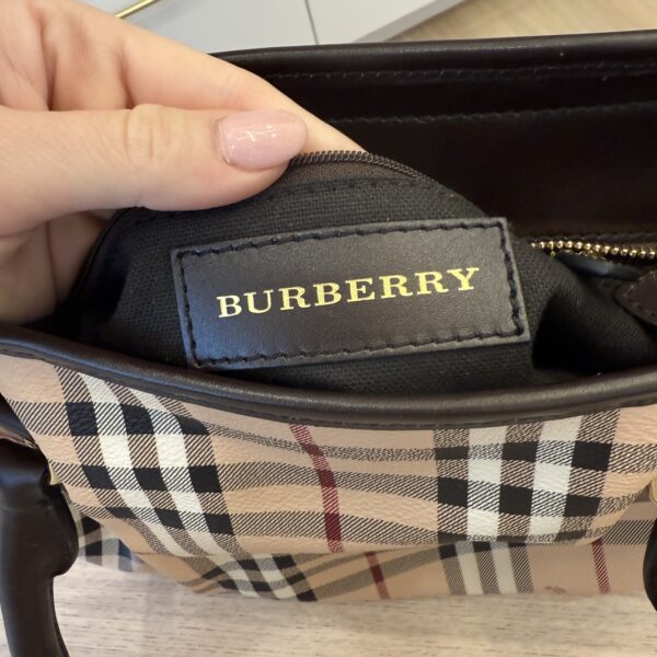 Burberry Beige/Dark Brown Haymarket Check Coated Canvas And Leather Shoulder Bag