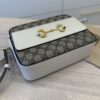 Gucci GG Supreme Monogram Small Horsebit 1955 Shoulder Bag Beige White