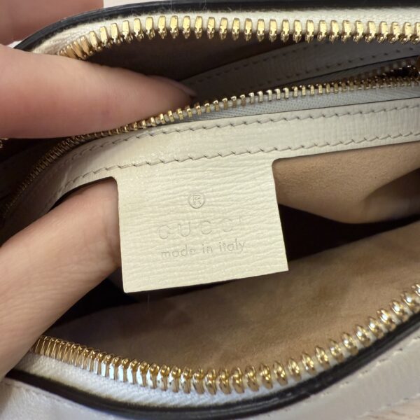 Gucci GG Supreme Monogram Small Horsebit 1955 Shoulder Bag Beige White