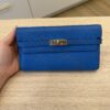 Hermes Chevre Mysore Kelly Longue Wallet Bleu Hydra