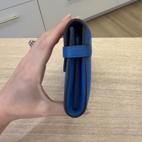 Hermes Chevre Mysore Kelly Longue Wallet Bleu Hydra