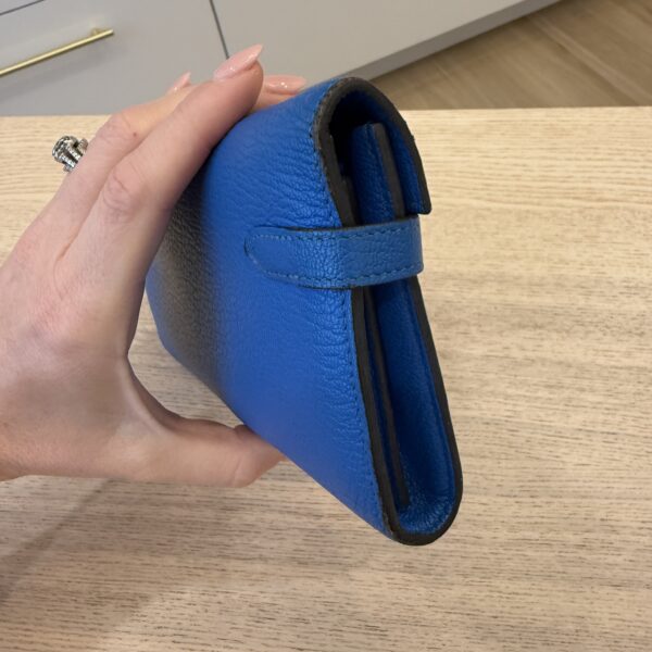 Hermes Chevre Mysore Kelly Longue Wallet Bleu Hydra