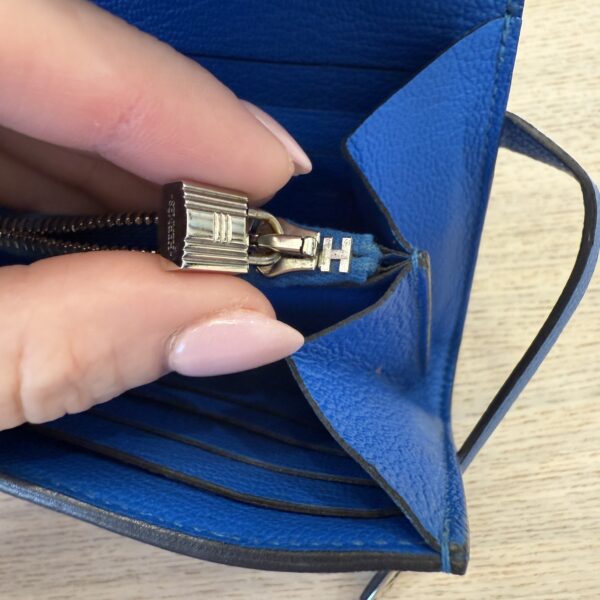 Hermes Chevre Mysore Kelly Longue Wallet Bleu Hydra