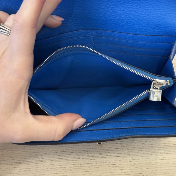 Hermes Chevre Mysore Kelly Longue Wallet Bleu Hydra