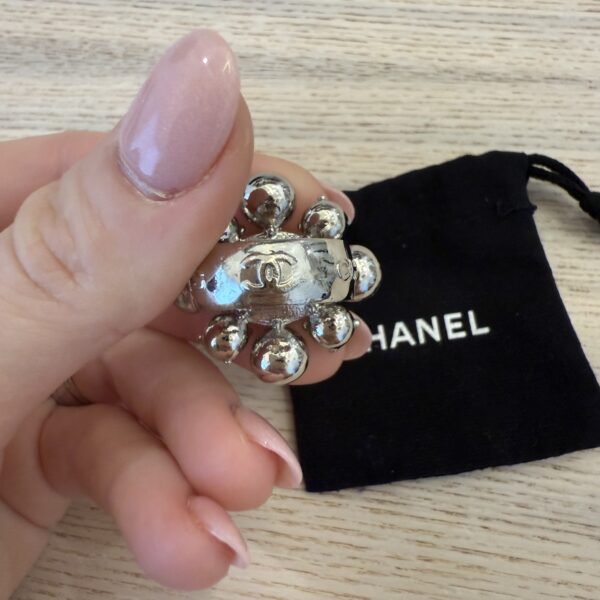 Chanel Crystal CC Ring Silver 7