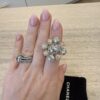 Chanel Crystal CC Ring Silver 7