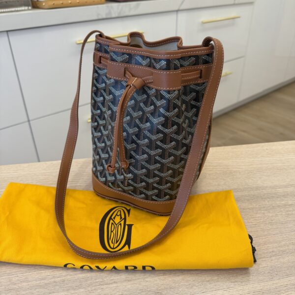 Goyard Goyardine Petit Flot Bucket Bag PM Black and Tan