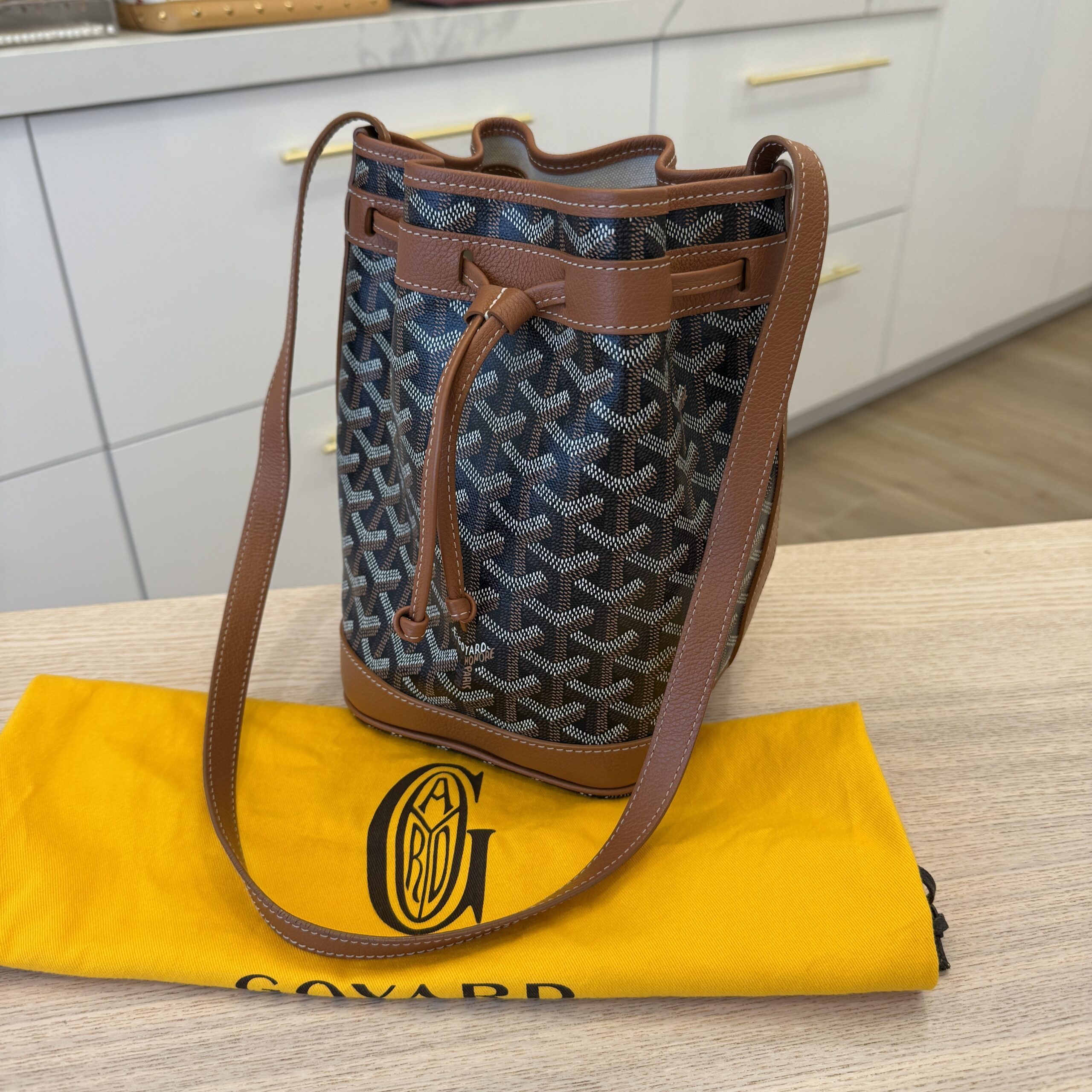 Goyard Goyardine Petit Flot Bucket Bag PM Black and Tan