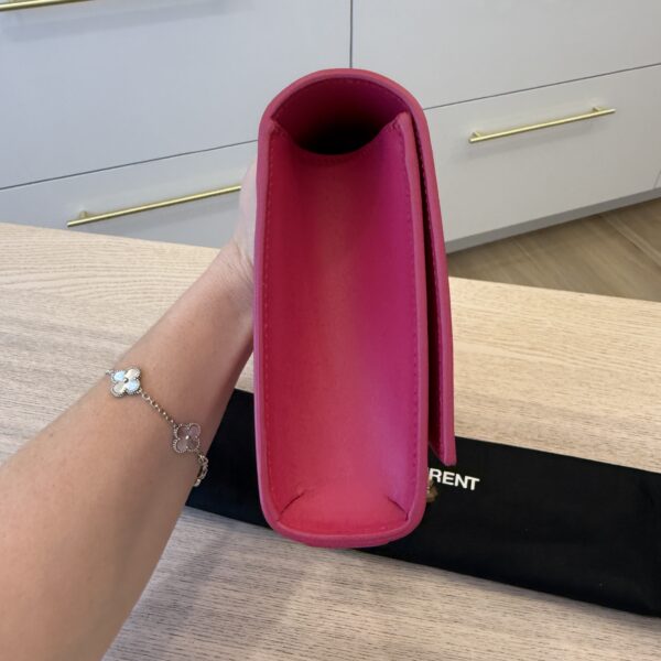 Saint Laurent (YSL) Pink Leather Cassandre Tassel Clutch Bag