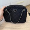 Prada Nylon Tessuto Impuntu Quilted Bandoliera Crossbody Bag Black