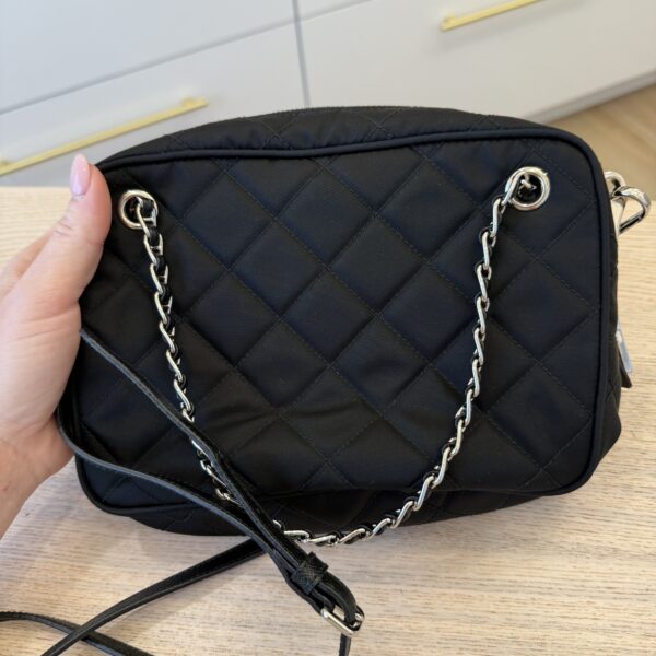 Prada Nylon Tessuto Impuntu Quilted Bandoliera Crossbody Bag Black