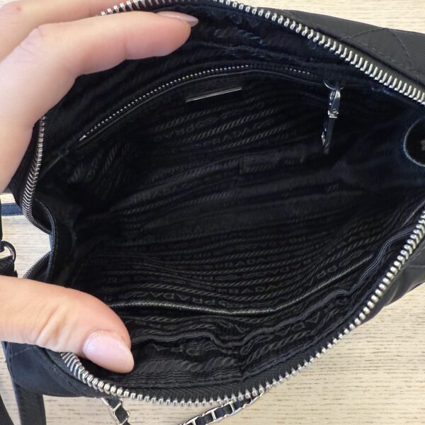 Prada Nylon Tessuto Impuntu Quilted Bandoliera Crossbody Bag Black